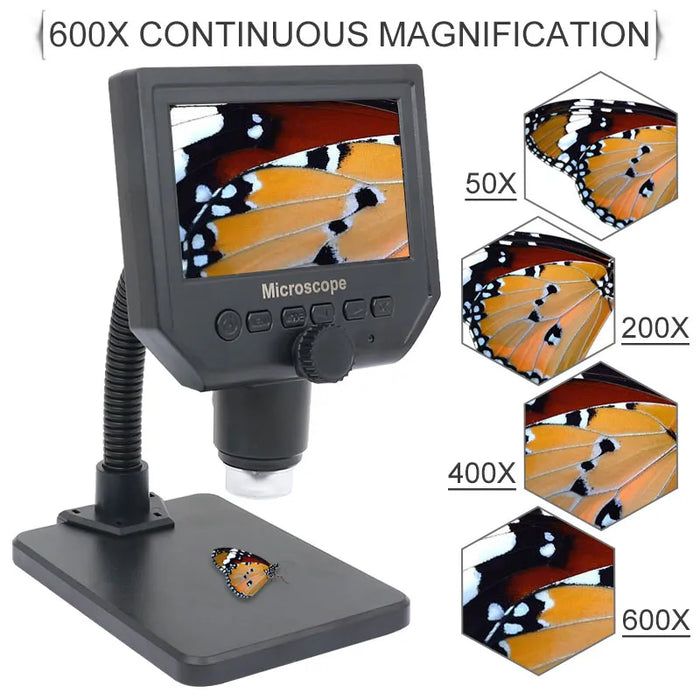 600X 3.6MP Digital Microscope with Aluminum Alloy Stand