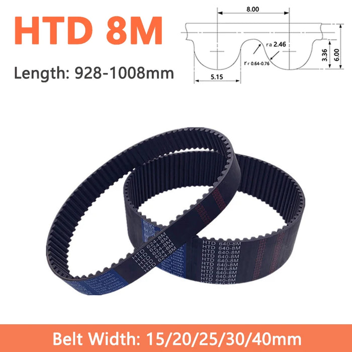 HTD 8M Timing Belt Rubber Closed Loop Synchronous Belt – Perimeter: 928-1008 mm