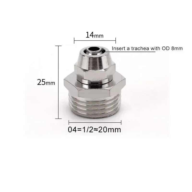 PC Pneumatic Straight Male Thread Push-In Fitting 4–12mm (M5–G1/2")