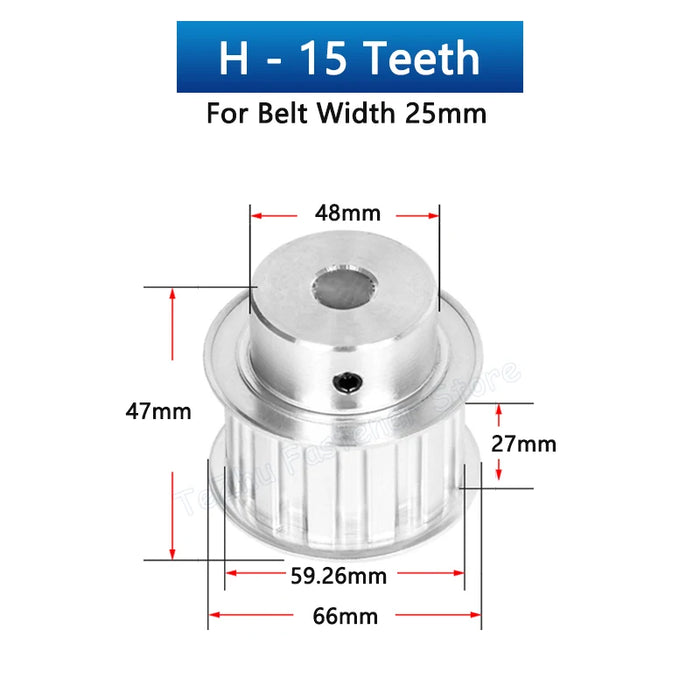 12T-18T H Timing Pulley – Synchronous Wheel with Aluminum Alloy and Galvanized Iron Flange