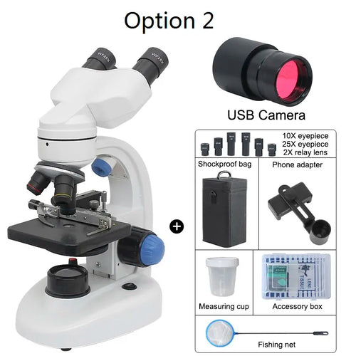 2000X Biological Microscope with Digital Camera and Wide-Field Eyepieces