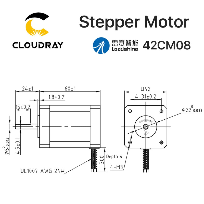 Cloudray NEMA 17 0.8N.m 60mm Stepper Kit + DM442 20–40V