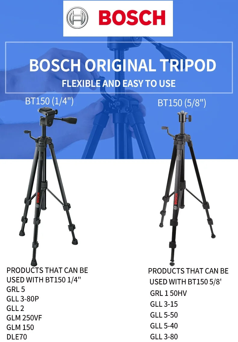 Bosch BT150 Laser Level Tripod Stand with 5/8"