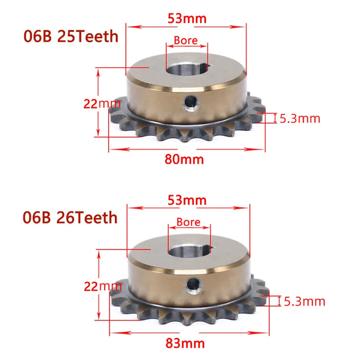 1 Stück 25-36T 06B Präzisions-Industrieantriebskettenrad 25 26 28 30 