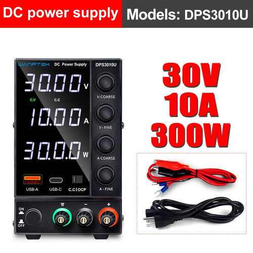 Adjustable DC Power Supply 4-Digit Lab Bench Power Source 30V/60V, 5A/10A