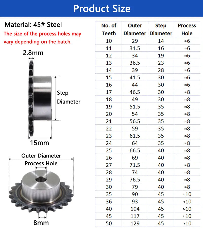 1 unidad 05B 10 dientes a 25 dientes rueda dentada engranaje de cadena Industrial 45 # 