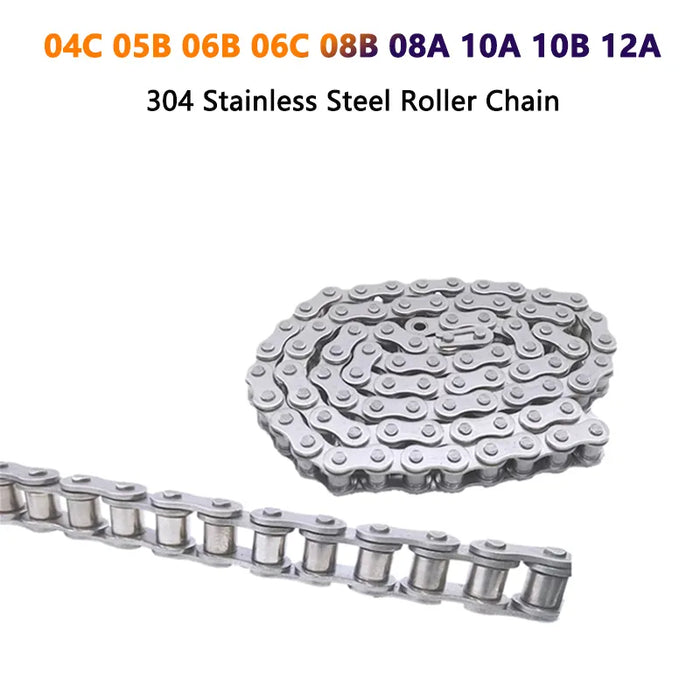 304 Stainless Steel Short Pitch Roller Chain - 1/1.524 Meter (Single Row)