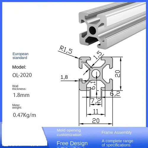 2020 2040 2060 3030 3060 4040 2080 20100 T-Nut-Aluminiumprofil