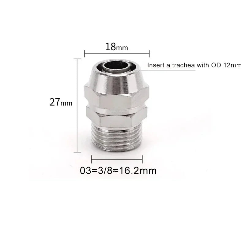 PC Pneumatic Straight Male Thread Push-In Fitting 4–12mm (M5–G1/2")