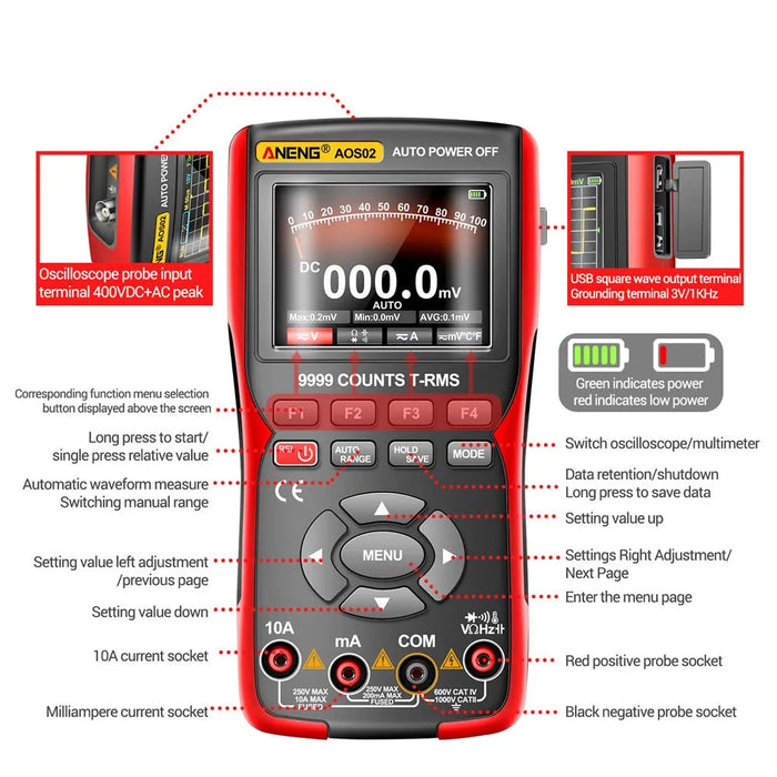 AOS02 Digital Oscilloscope & Transistor Test Multimeter