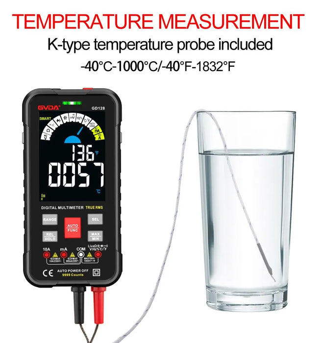 GVDA New 9999 Counts Digital Multimeter Smart Auto Range 1000V 10A