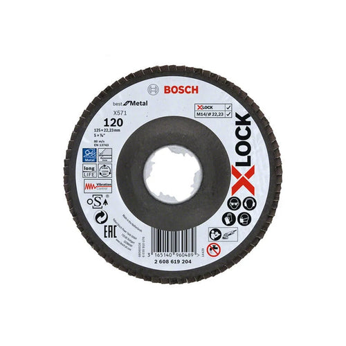 Disco de corte abrasivo Bosch X-Lock Metal de acero inoxidable con ángulo de 125 mm 