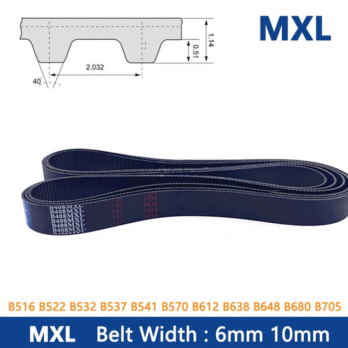 MXL Timing Belt - 6mm/10mm Rubber Closed Synchronous Belt, Pitch Length 1048.51 to 1432.56mm