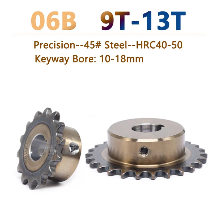 9T-13T 06B Precision Industrial Drive Sprocket Wheel (9, 10, 11, 12, 13 Teeth)