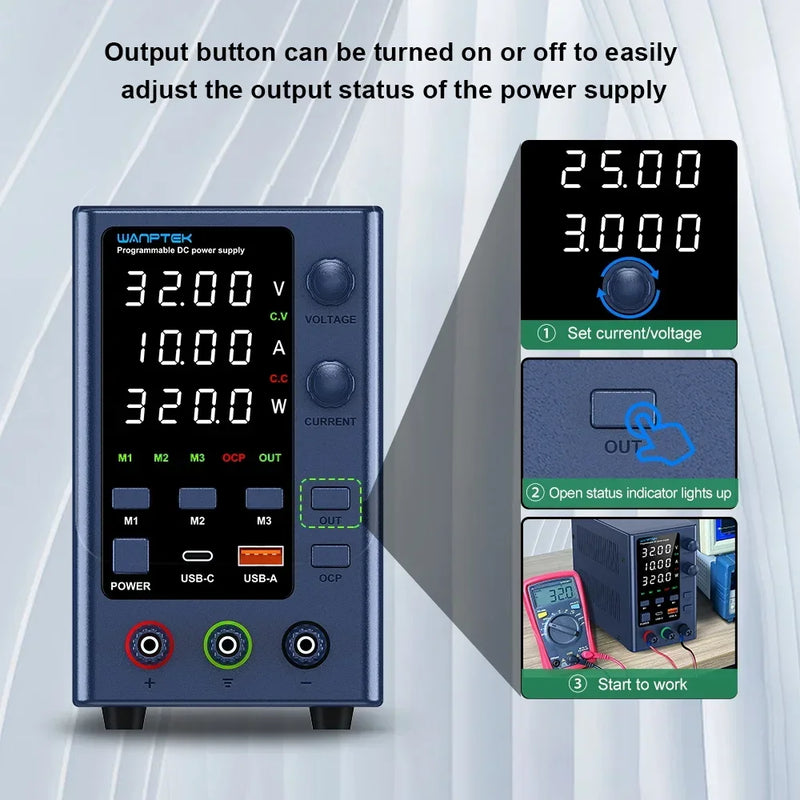 Adjustable Lab DC Power Supply 30V–160V Encoder Control with Memory Function (APS / EPS / TPS Series)