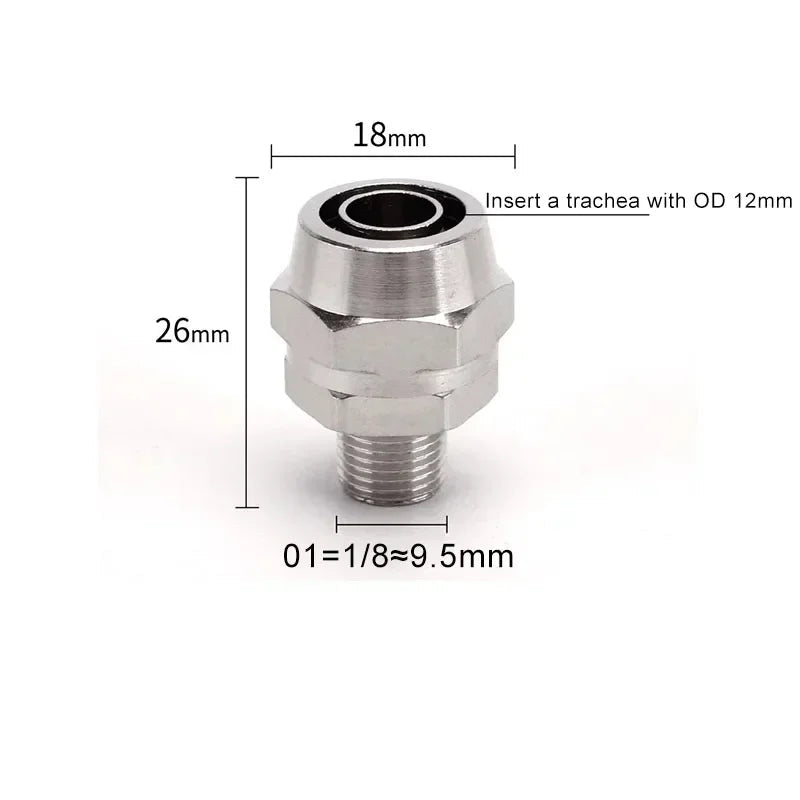 PC Pneumatic Straight Male Thread Push-In Fitting 4–12mm (M5–G1/2")