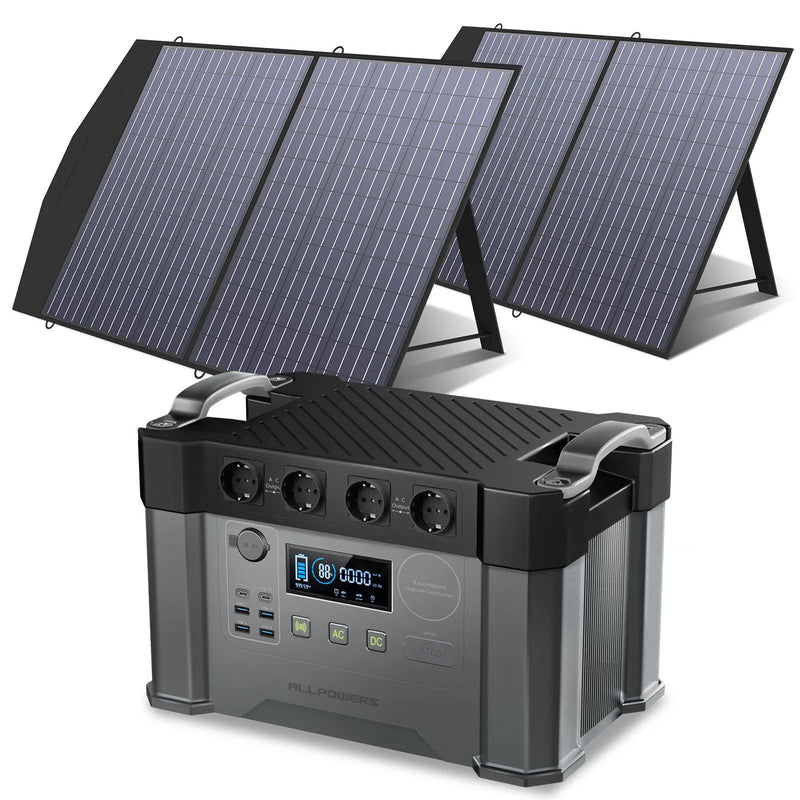 S2000 PRO 2400W Solar Generator Kit 1451Wh – Portable Power Station with 100W Foldable Solar Panel (4000W Surge)