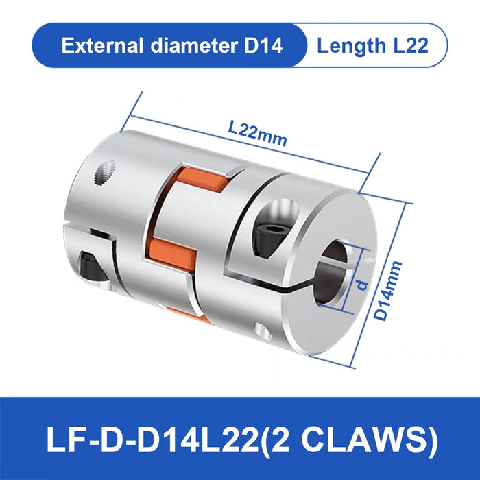 LF D D14L22 Aluminum Shaft Coupler – Jaw Plum Spider Thimble Type