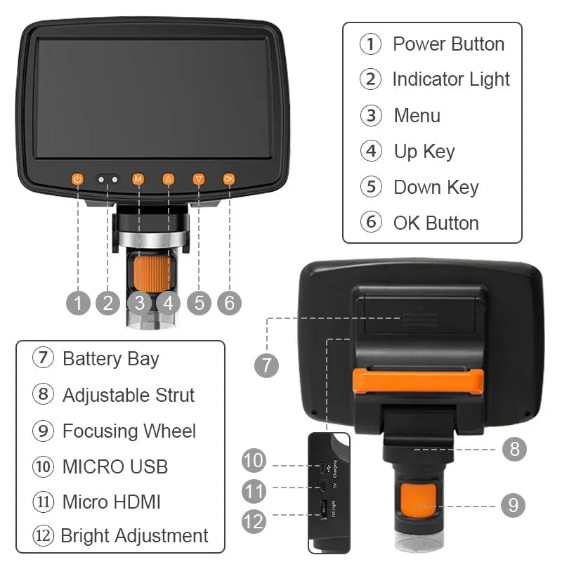 1000X Digital Microscope with 1080P 7" HD Display