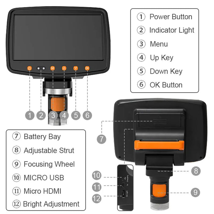 1000X Digital Microscope with 1080P 7" HD Display