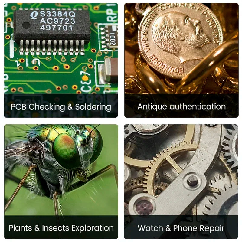 1-1600X Digital Microscope with 9-Inch HD Display for Soldering Repair – LED Dual Light Source Illumination