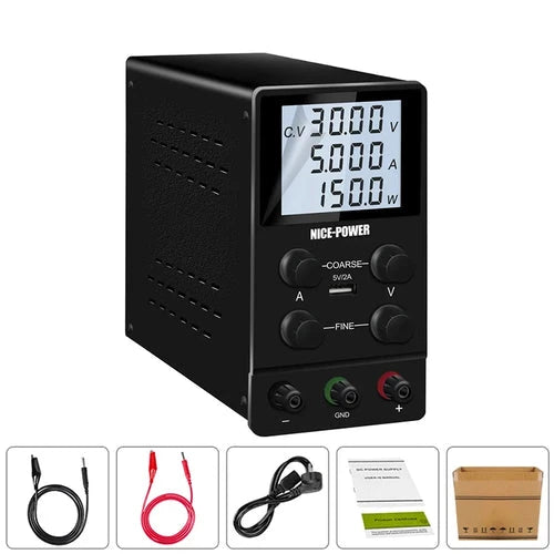 USB DC Regulated Lab Power Supply, Adjustable 30V 10A to 120V 3A