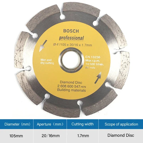 Bosch Diamond Cutting Disc 105mm – For Marble, Concrete, Brick, and Stone