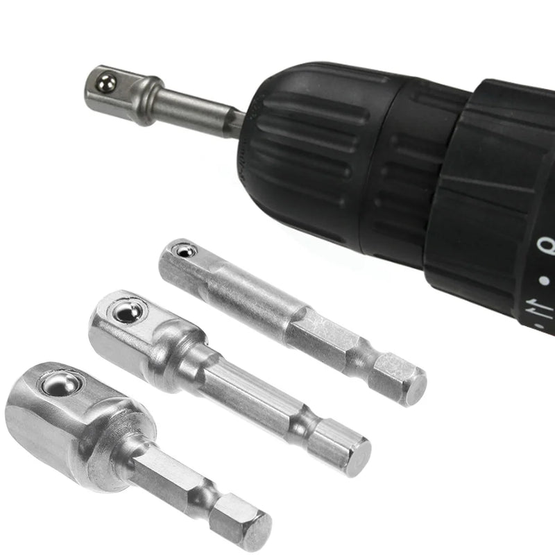 Juego de adaptadores de casquillo de acero al cromo vanadio, vástago hexagonal de 1/4" 3/8" 1/2" 