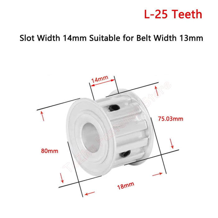 25 Teeth L Timing Pulley, Aluminum Alloy Synchronous Wheel, 9.525mm Pitch