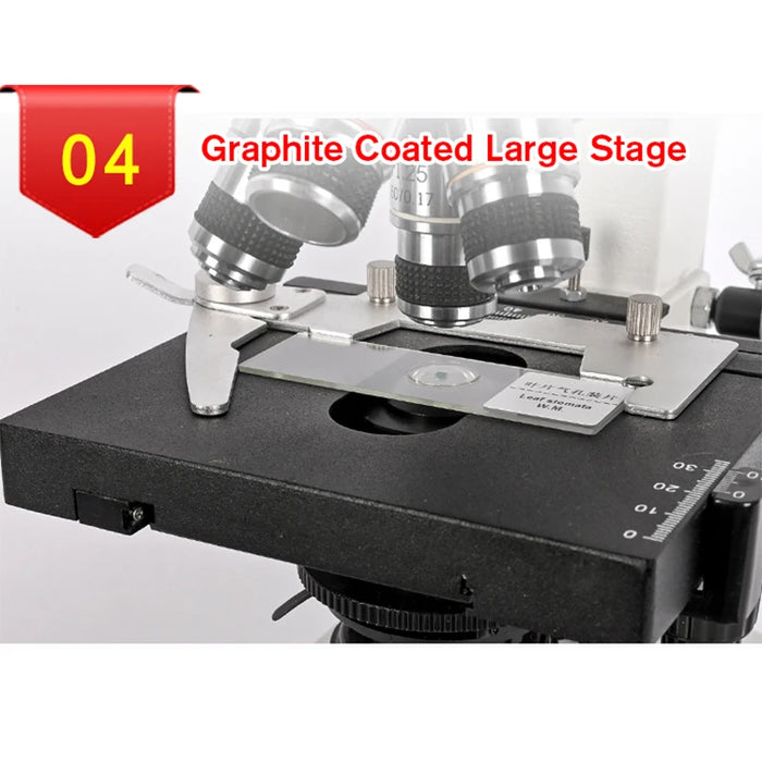 Microscopio compuesto Trinocular 40X-2500x macro biológico grueso 