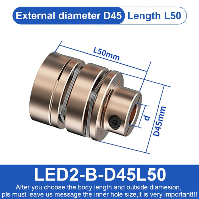 Flange Coupling  LED D45L35/50 Flexible Motor Shaft Coupler Aluminium