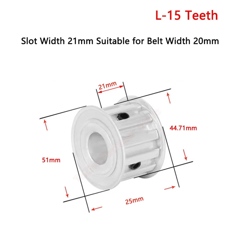 Polea de distribución L de 15 dientes, rueda síncrona de aluminio 15T para correa 