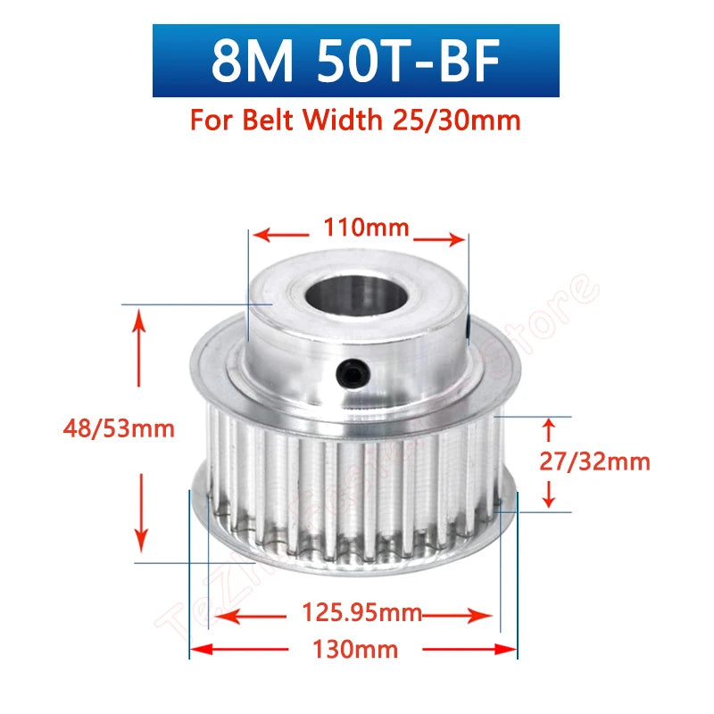 44 & 50 Teeth HTD8M Timing Pulley with Step (Round & Keyway Bore Options)