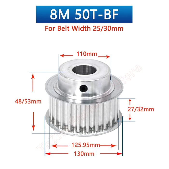 44 & 50 Teeth HTD8M Timing Pulley with Step (Round & Keyway Bore Options)