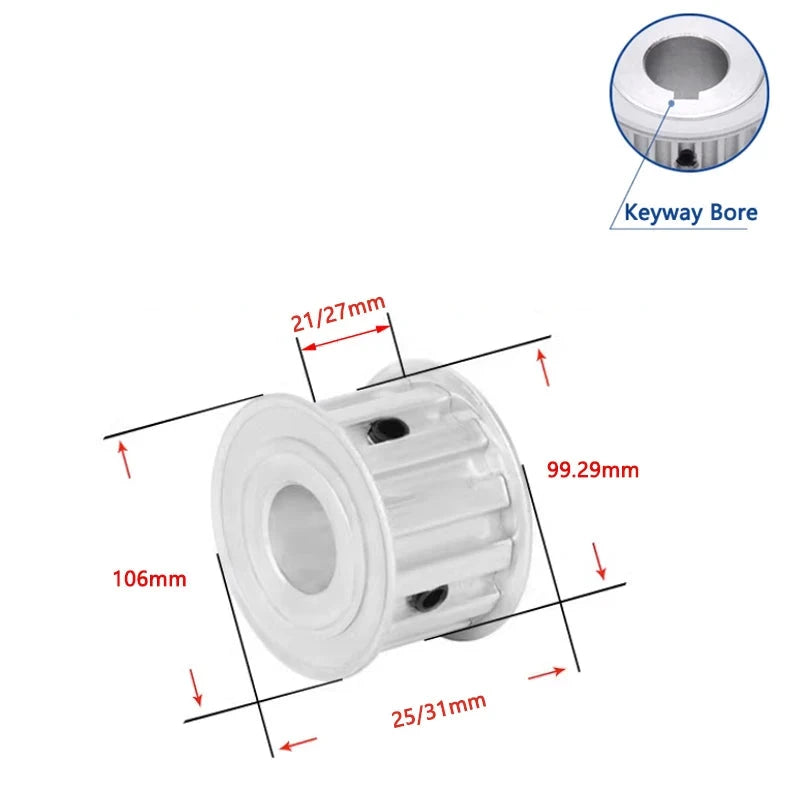 Polea de sincronización L de 33 dientes, rueda síncrona de aluminio 33T para correa 