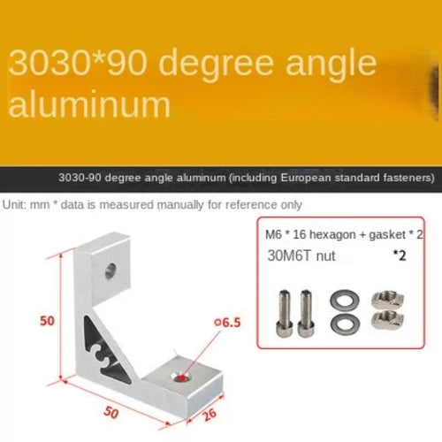 20x20 / 30x30 / 40x40 Aluminum Profile 90-Degree Corner Bracket