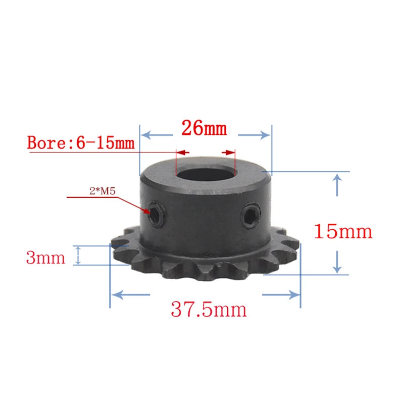 1pc 17T 04C engranaje de cadena 45# acero 17 dientes transmisión industrial 