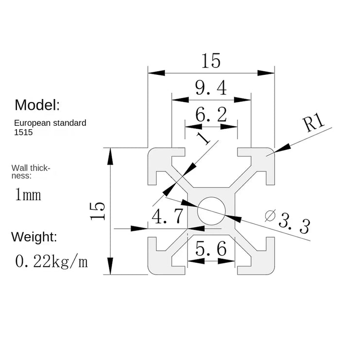 1515 1030 Industrielle Aluminiumprofile Europäischer Standard 