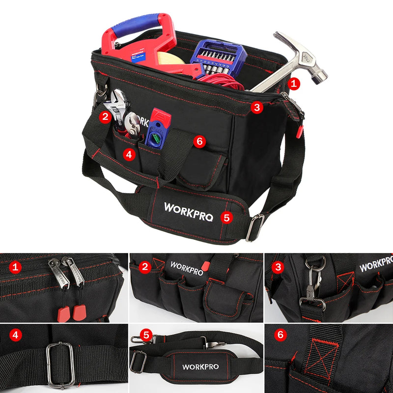 WORKPRO 12" Tool Bag – 600D Polyester Waterproof Travel Handbag