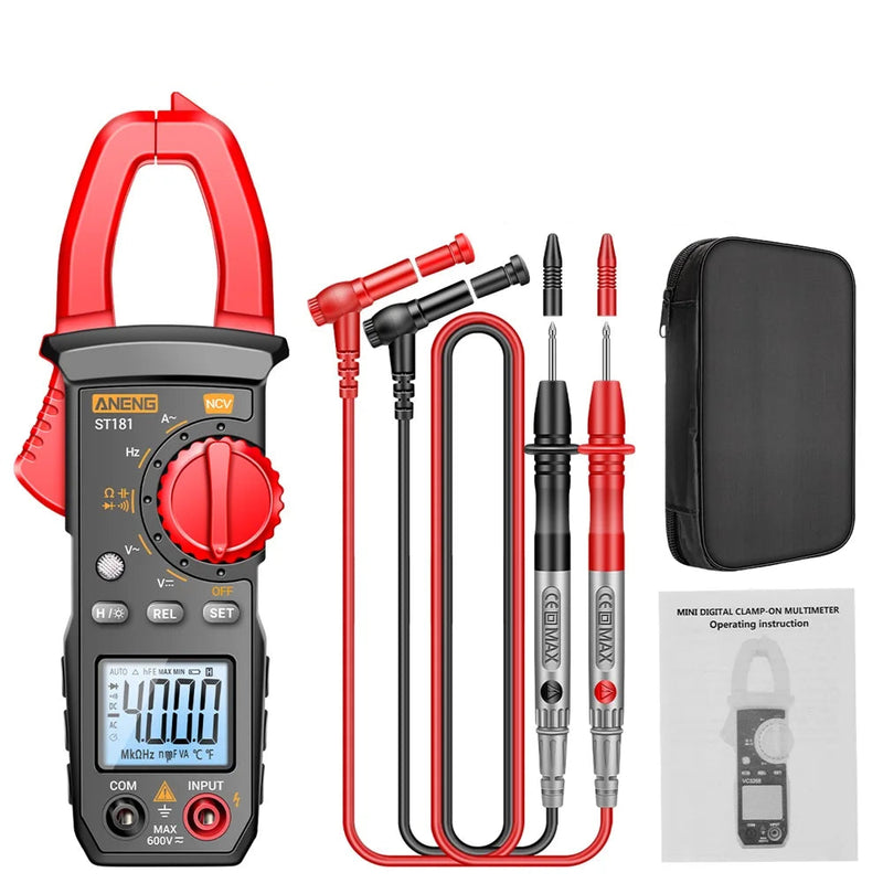 ST181 Digital Clamp Meter – 4000 Counts AC Current Clamp, AC/DC Voltage, Resistance, Frequency, Capacitance, Continuity, Backlight