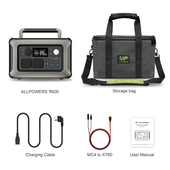 ALLPOWERS Portable Power Station R600, 299Wh LiFeP04 Battery with 2x