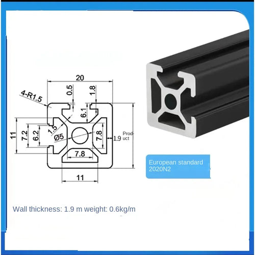 Black Modular Aluminum Profile System – Available in 20x20, 20x20N2, 20x20R, 20x40, 20x60, 30x30, 30x30N2