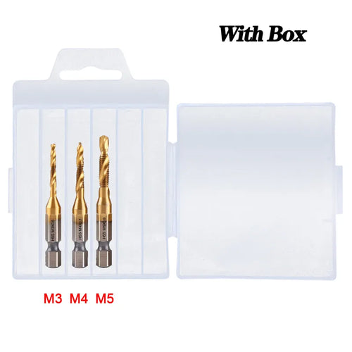 Juego de brocas para grifo, vástago hexagonal, rosca de tornillo HSS chapada en titanio, 1/6 Uds. 