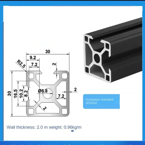 Black Modular Aluminum Profile System – Available in 20x20, 20x20N2, 20x20R, 20x40, 20x60, 30x30, 30x30N2