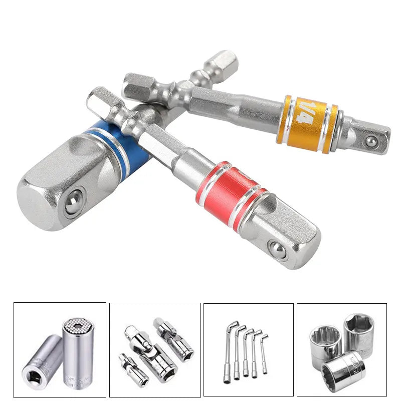 Adaptador de enchufe de taladro, barra de brocas de extensión de taladro de impacto, 3 uds.