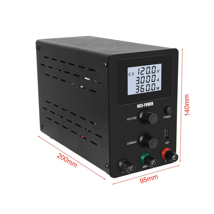 Laboratory DC Power Supply, 120V 3A Adjustable Switching