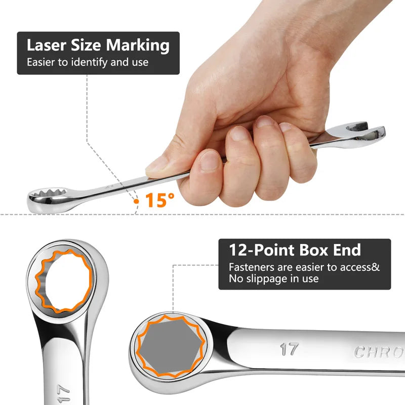 Combination Metric Wrench Set 6-32mm Chrome Vanadium Opened Ring
