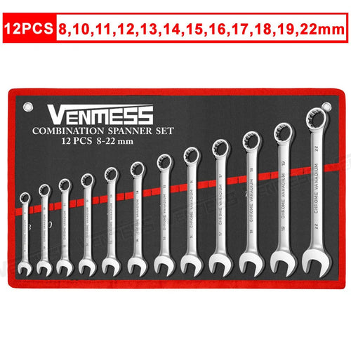 Combination Wrench Set – 12-Point Open and Box End Spanners for Garage & Car Repair