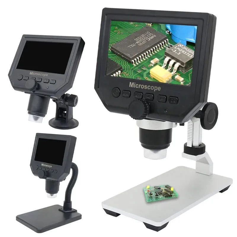 Soporte de aleación de aluminio para microscopio digital 600x 3.6MP 4,3 pulgadas HD LCD 