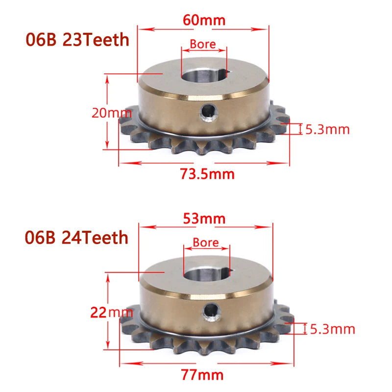 1 rueda dentada de accionamiento Industrial de precisión 21-24T 06B 21 22 23 24 
